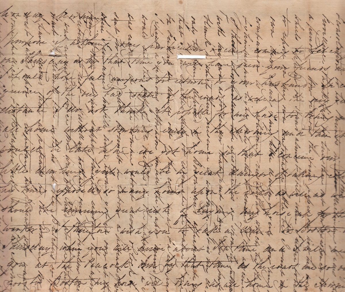 An early nineteenth-century letter written in brown ink in two directions, the second set of lines crossing the first at right angles